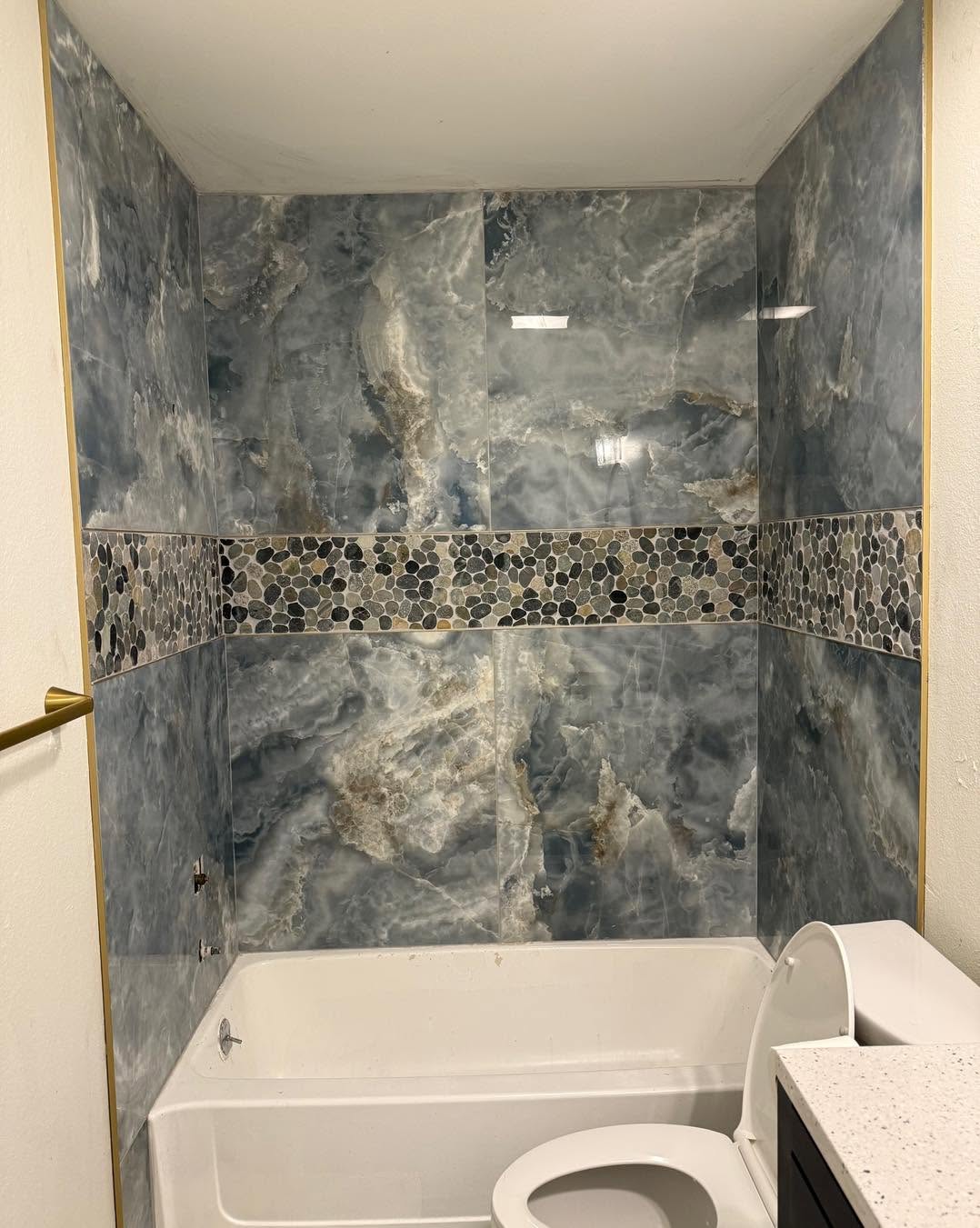 Bathroom remodel with custom tile work